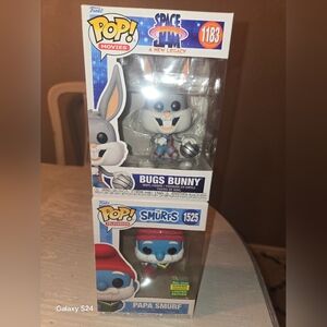Funko Pop! Space Jam Bugs Bunny and Smurfs Papa Smurf Figures